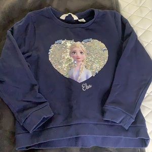 H&M Blue Frozen Flip Sequins Sweatshirt